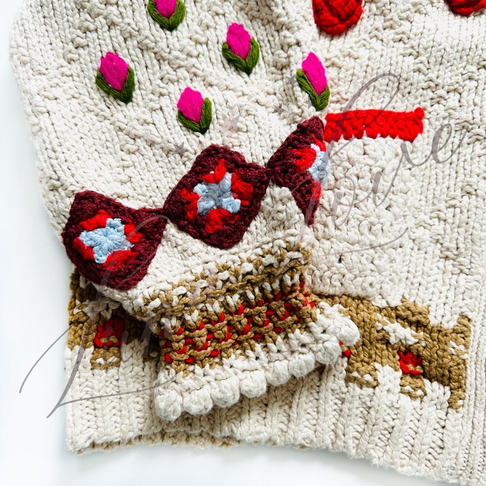 FREE PEOPLE Rosebud Cardigan Knit Embroidered Sweater (size S) NWOT - Picture 5 of 14